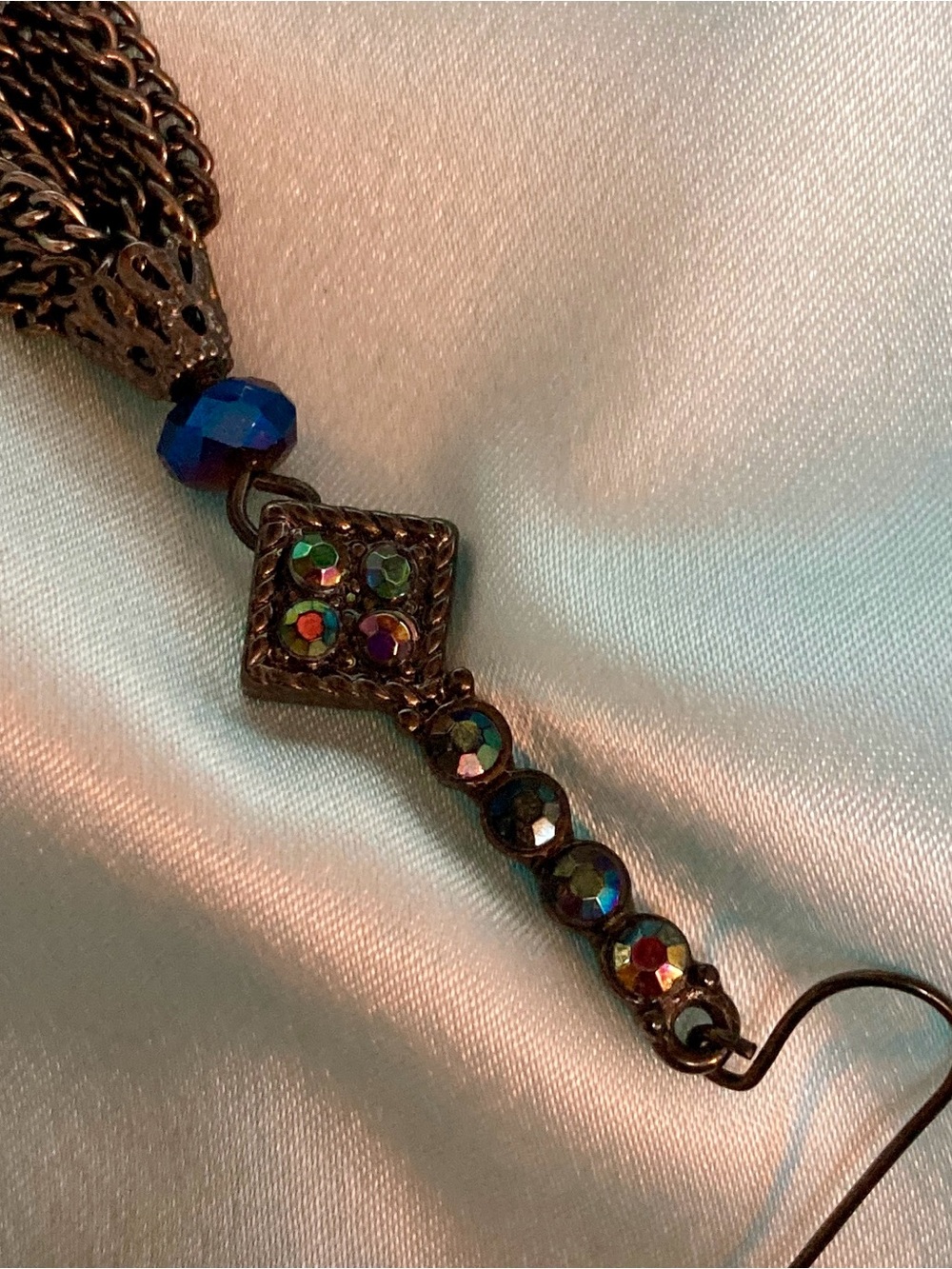 Art Deco Iridescent Dangle Earrings - Multicolor Accents